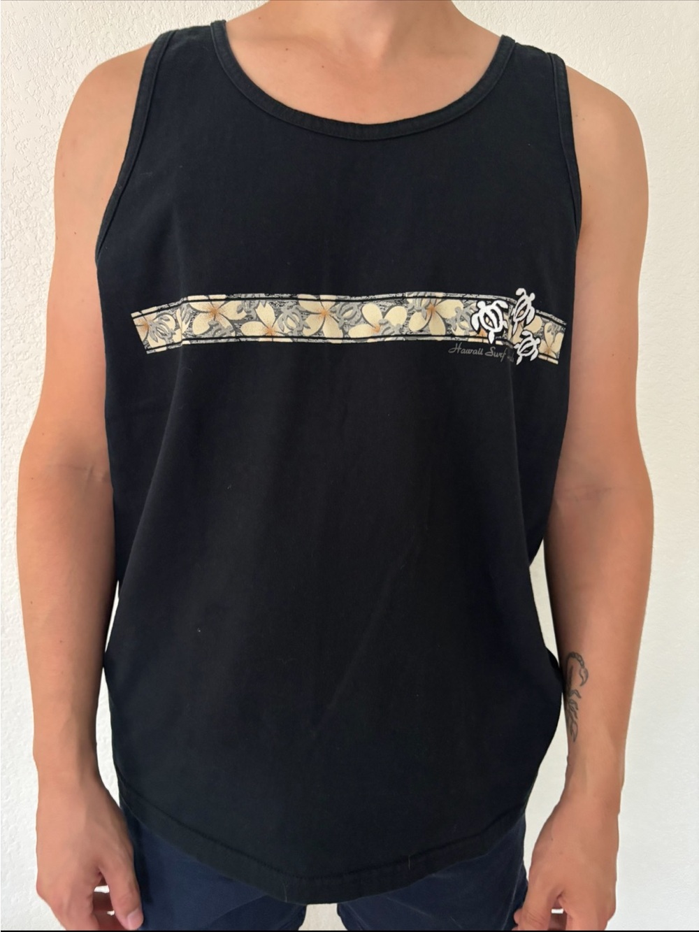 Y2K Men's Navy Blue Aloha Tank Top - Sundog